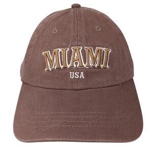Miami USA Slideback Baseball Cap Brown One Size Adjustable Embroidered Rubi